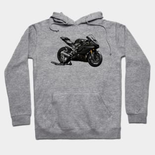 Black YZF R6 Motorcycle Sketch Art Hoodie